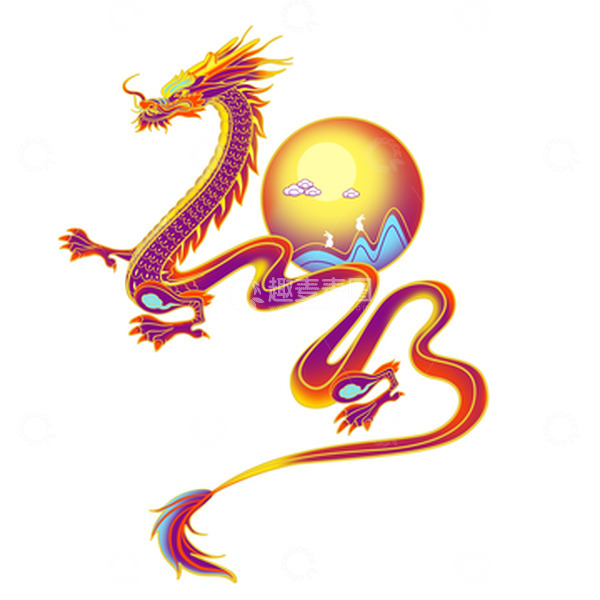 源文件下载【趣麦麦图】兔年春节国潮彩紫色腾龙2023装饰字手绘