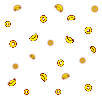 小清新元宝铜钱漂浮元素