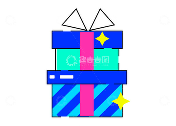 源文件下载【趣麦麦图】孟菲斯描边风礼物盒子直播礼物图标
