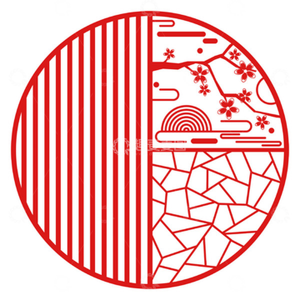 源文件下载【趣麦麦图】红色国风春节元素窗花屏风条纹过年