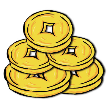 国潮风手绘铜钱元素