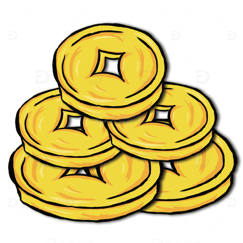 国潮风手绘铜钱元素