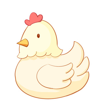 白色卡通母鸡元素