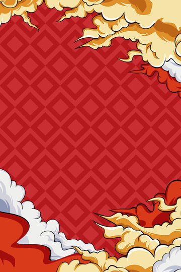 除夕小年元旦国潮风背景