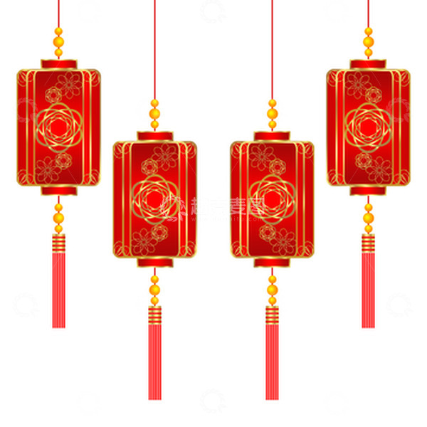 源文件下载【趣麦麦图】红色春节雕花红灯笼