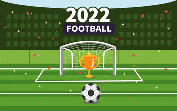 绿色小清新世界杯足球比赛球场奖杯冠军元素