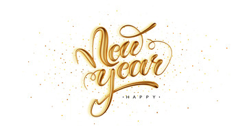 金色新年英文艺术字体