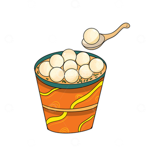 源文件下载【趣麦麦图】橙色 冬至 汤圆 元素 插画 手绘