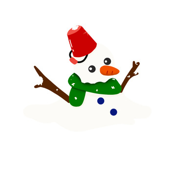 白色卡通雪中的小雪人冬至手绘图