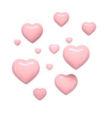 粉色3D立体粉色爱心漂浮物