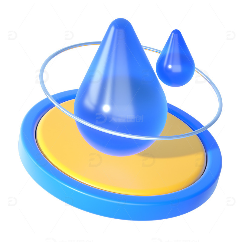 3D立体蓝色水滴图标