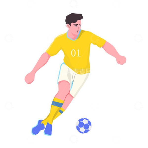 源文件下载【趣麦麦图】黄色简约手绘卡通世界杯队员