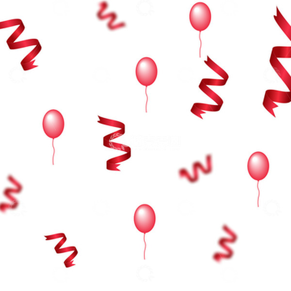 源文件下载【趣麦麦图】红色彩带气球漂浮元素