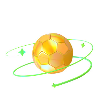 世界杯酸性金色足球3D环绕装饰元素