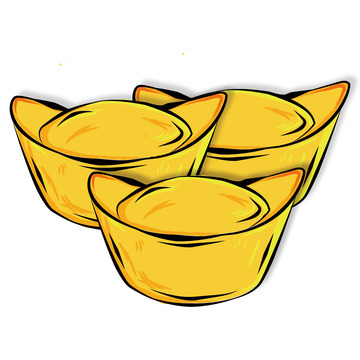 金色国潮手绘元宝元素
