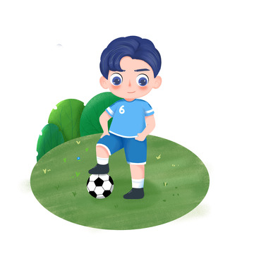 绿色蓝色世界杯足球体育小男孩