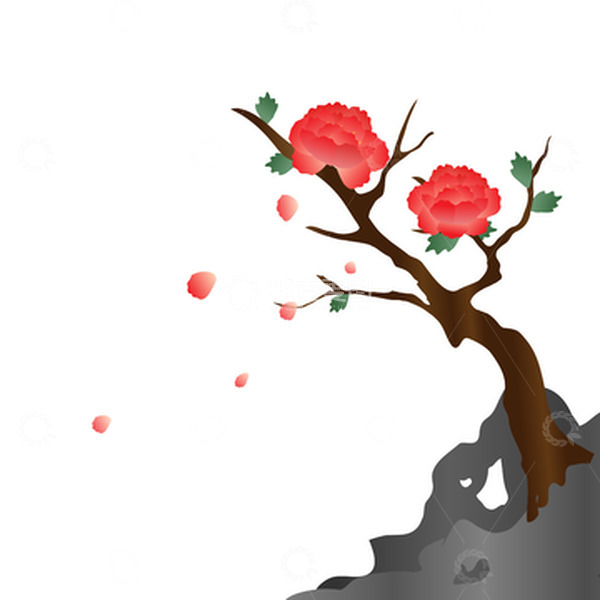 源文件下载【趣麦麦图】国风牡丹花瓣漂浮元素