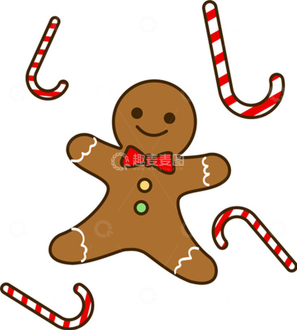 源文件下载【趣麦麦图】圣诞节可爱素材饼干人糖果