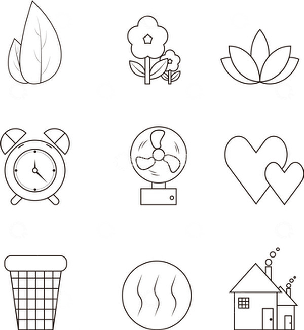 源文件下载【趣麦麦图】黑色 线稿 简笔画 花草  图标 矢量图