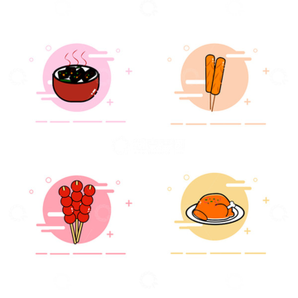 源文件下载【趣麦麦图】MBE风格冬天街边小吃图标元素