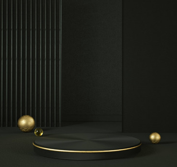 黑色质感日常简约C4D海报电商展台背景