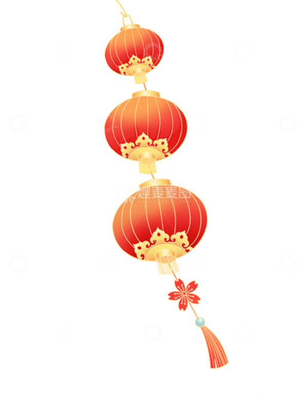 源文件下载【趣麦麦图】手绘中式灯笼国潮春节元素