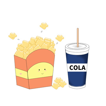 爆米花可乐手绘世界杯元素