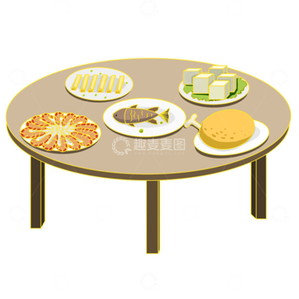 源文件下载【趣麦麦图】年夜饭扁平化风格