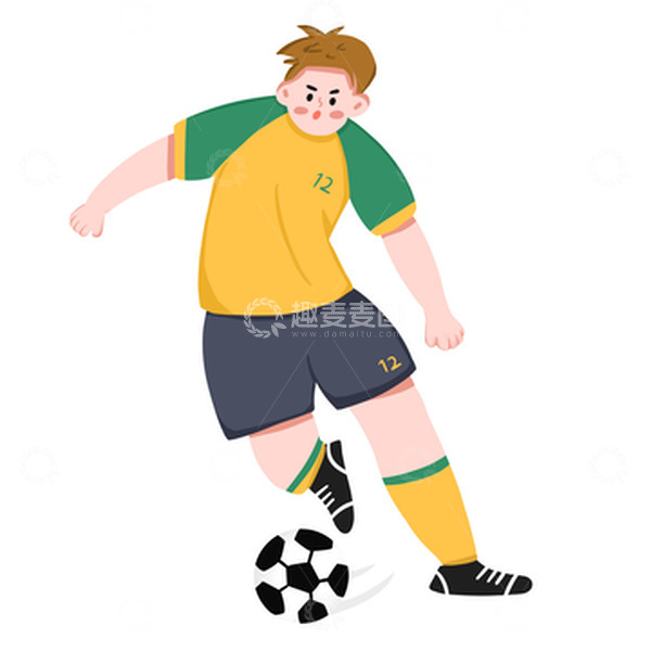 源文件下载【趣麦麦图】扁平世界杯运动员踢足球人物插画