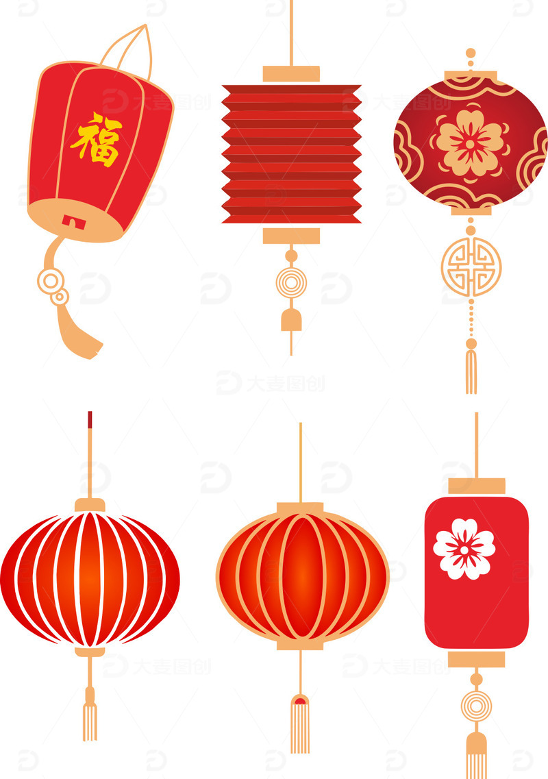 源文件下载【趣麦麦图】灯笼漂浮元素年会