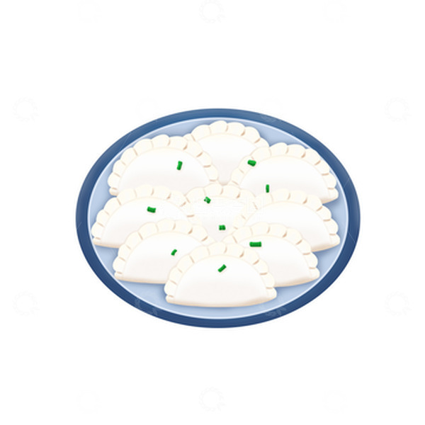 源文件下载【趣麦麦图】葱花饺子手绘冬至素材一盘饺子