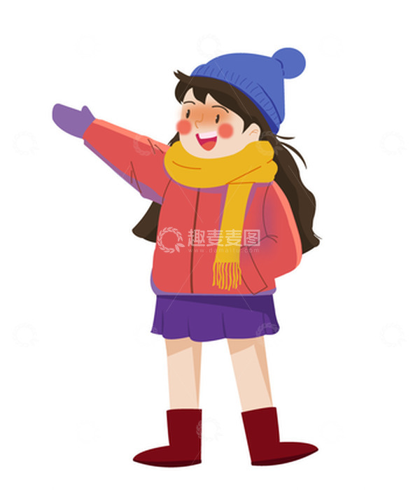 源文件下载【趣麦麦图】新年小女孩冬季雪天