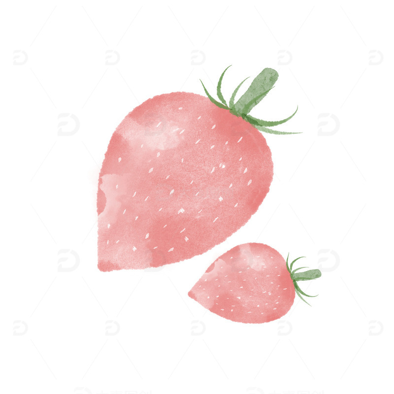 水彩风水果粉色草莓文艺可爱卡通手账贴纸