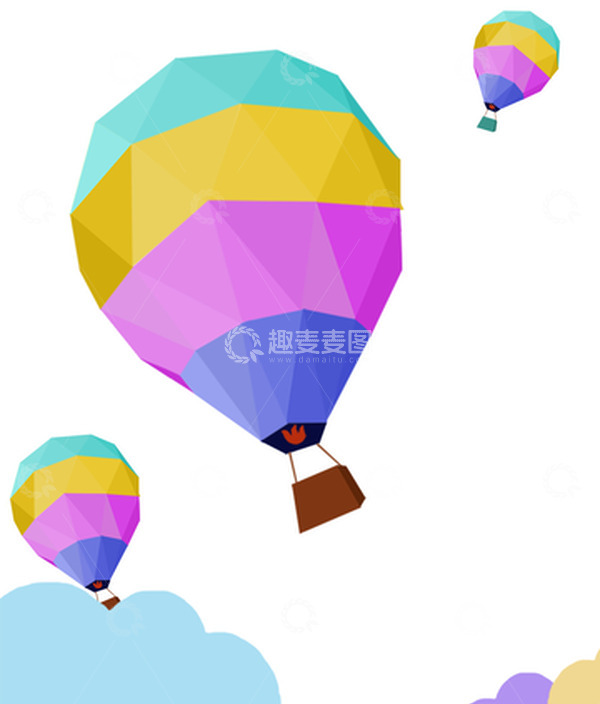 源文件下载【趣麦麦图】漂浮色块热气球元素