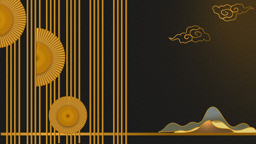 手绘黑金古风背景