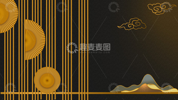 源文件下载【趣麦麦图】-手绘黑金古风背景