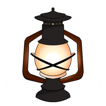 黑色复古手绘煤油灯