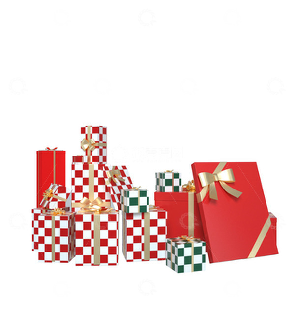 源文件下载【趣麦麦图】红绿色3D立体圣诞礼盒