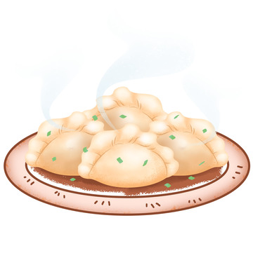 暖色手绘冬至饺子