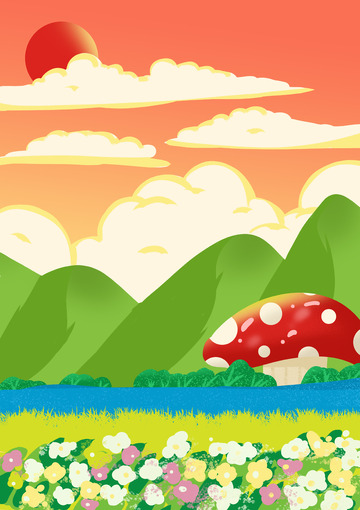 黄色清新治愈手绘插画背景