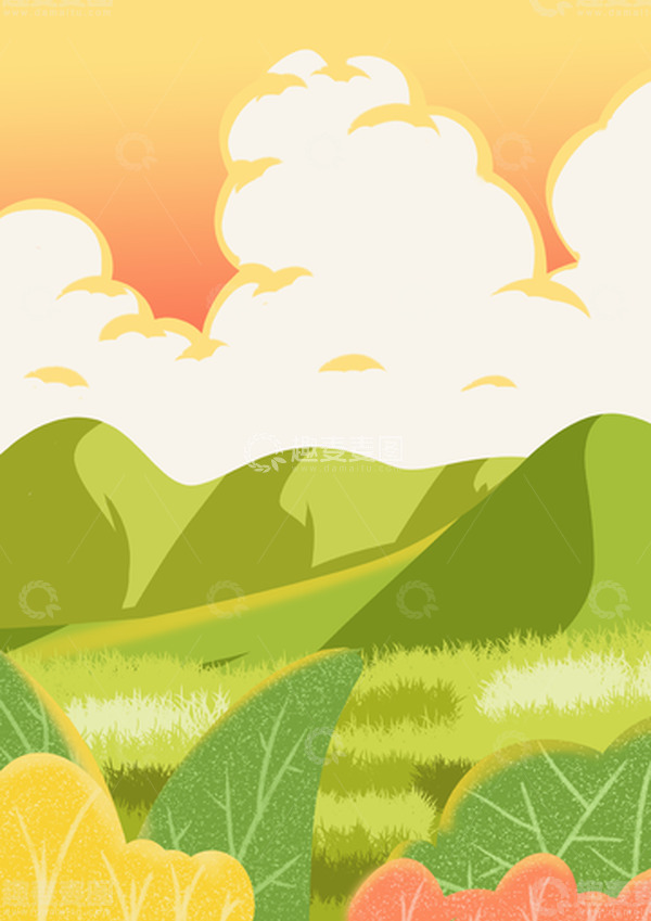 源文件下载【趣麦麦图】清新风格手绘肌理插画背景