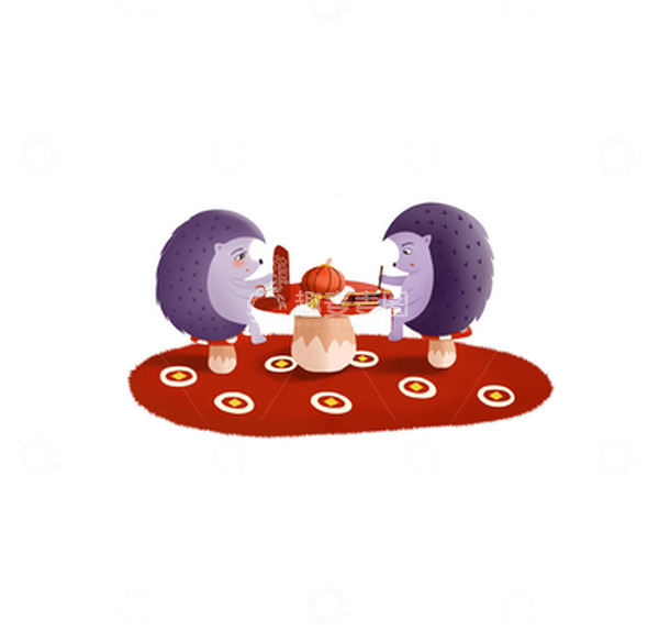 源文件下载【趣麦麦图】手绘卡通动物之相爱的刺猬新年除夕