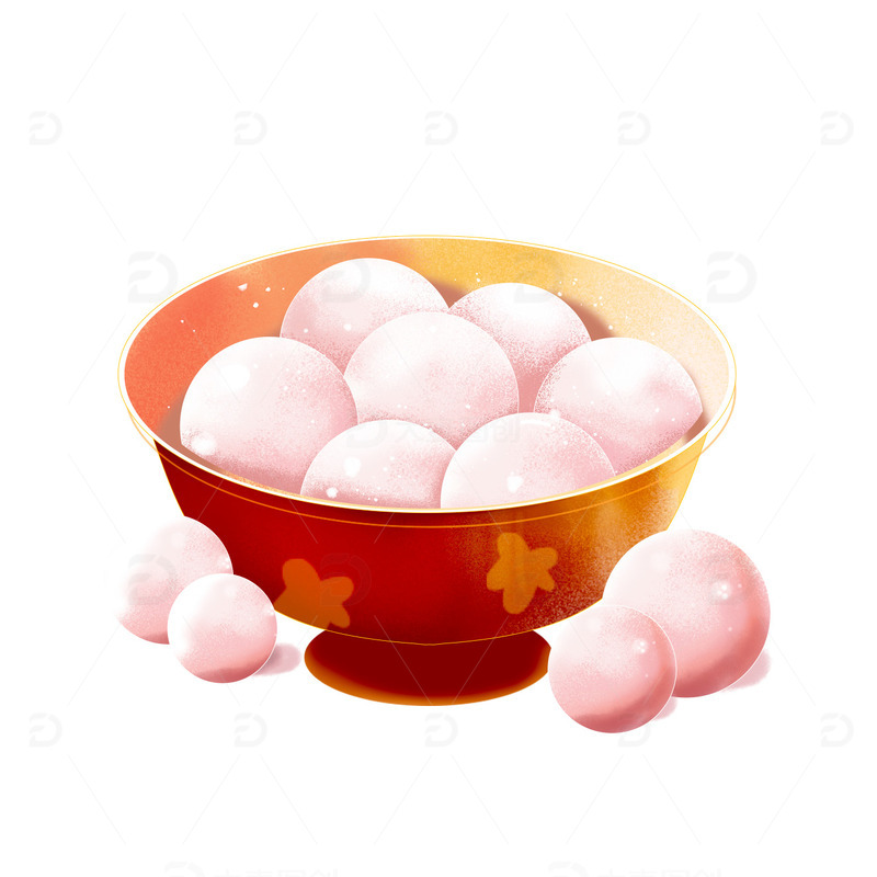 源文件下载【趣麦麦图】红色喜庆春节汤圆元宵手绘插画