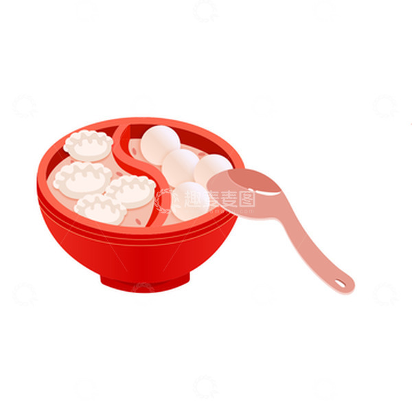 源文件下载【趣麦麦图】冬至冬天饺子汤圆勺子碗手绘插画