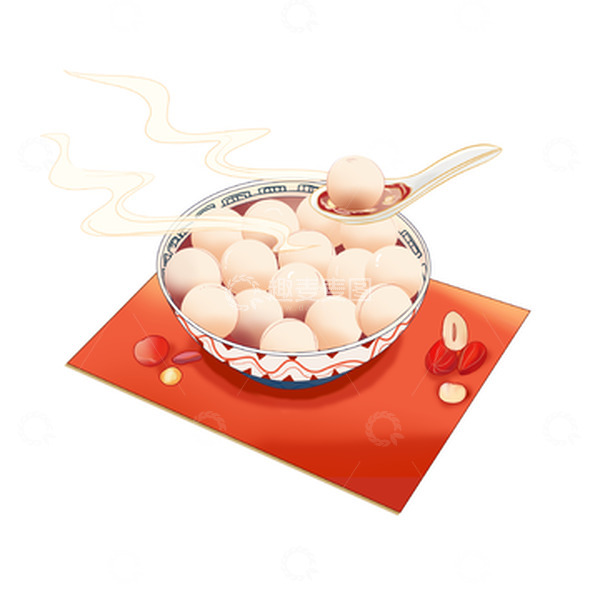 源文件下载【趣麦麦图】冬至元宵节元素手绘国潮风汤圆免扣素材