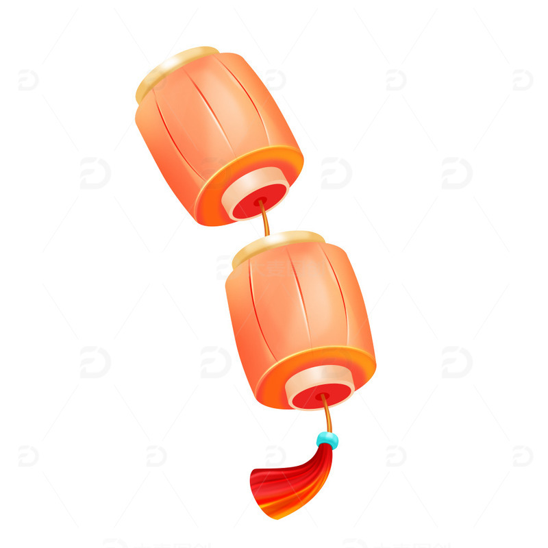 古风流苏悬挂灯笼手绘图