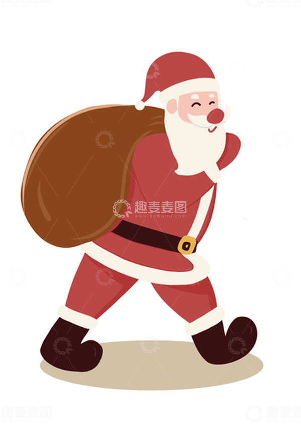 源文件下载【趣麦麦图】扁平风送礼物的圣诞老人
