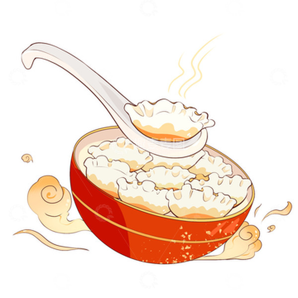 源文件下载【趣麦麦图】红色冬至饺子祥云国潮节日元素