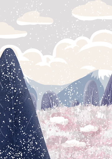 冬天雪天手绘卡通肌理插画背景