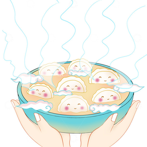 源文件下载【趣麦麦图】冬至手捧饺子国潮风可爱水饺